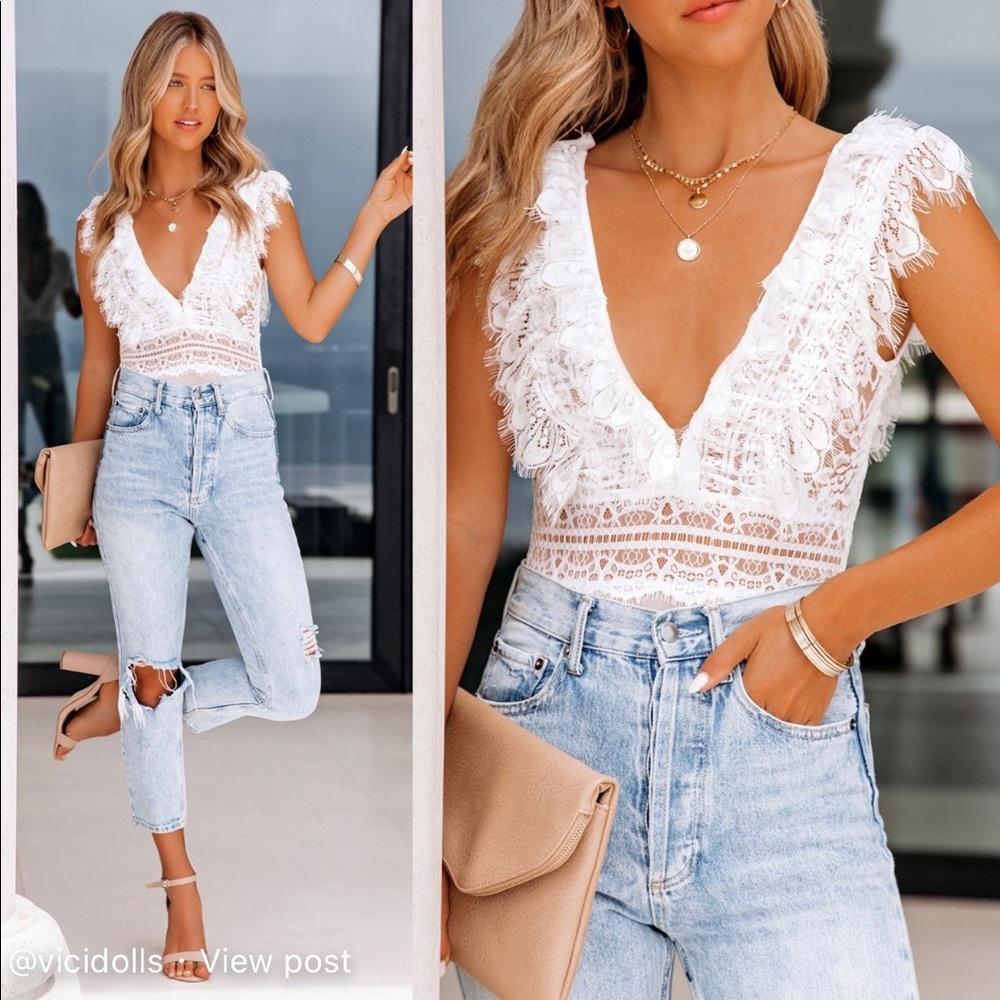 VICI white lace bodysuit